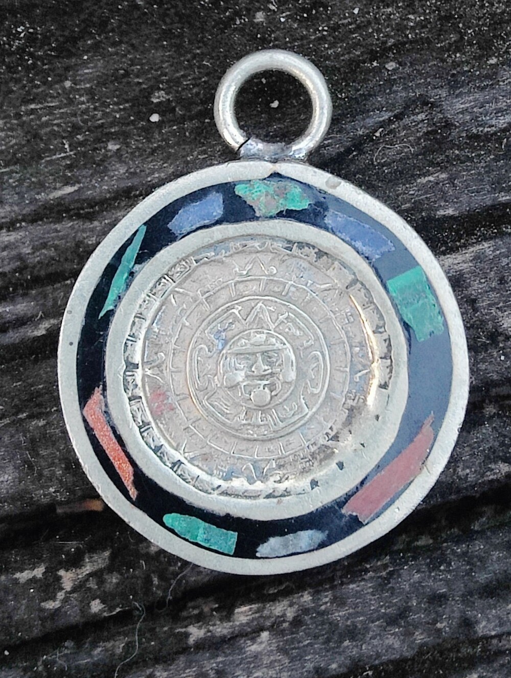 ☀️ Heavy Vintage Sterling Silver Mayan Calendar Sun Pendant - Picture 2 of 5
